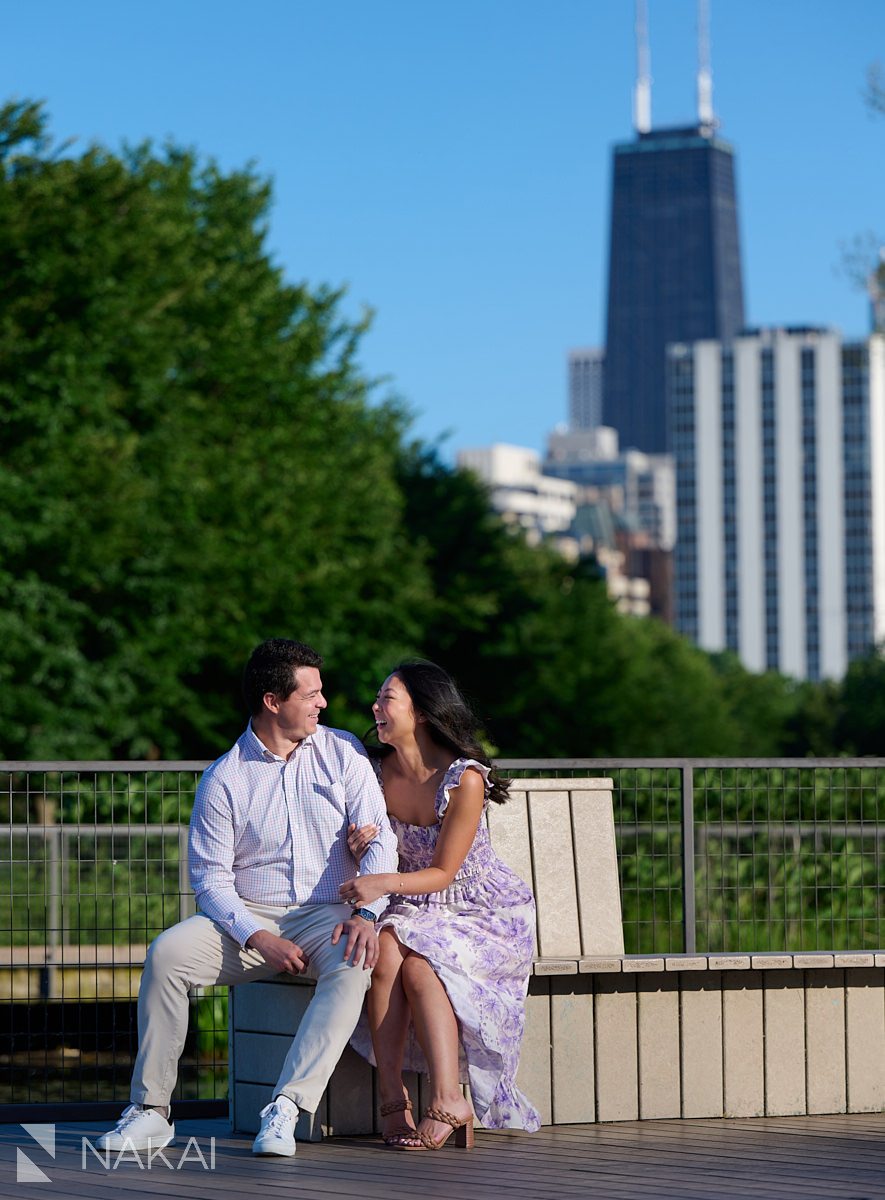 lincoln park engagement photo john hancock in background