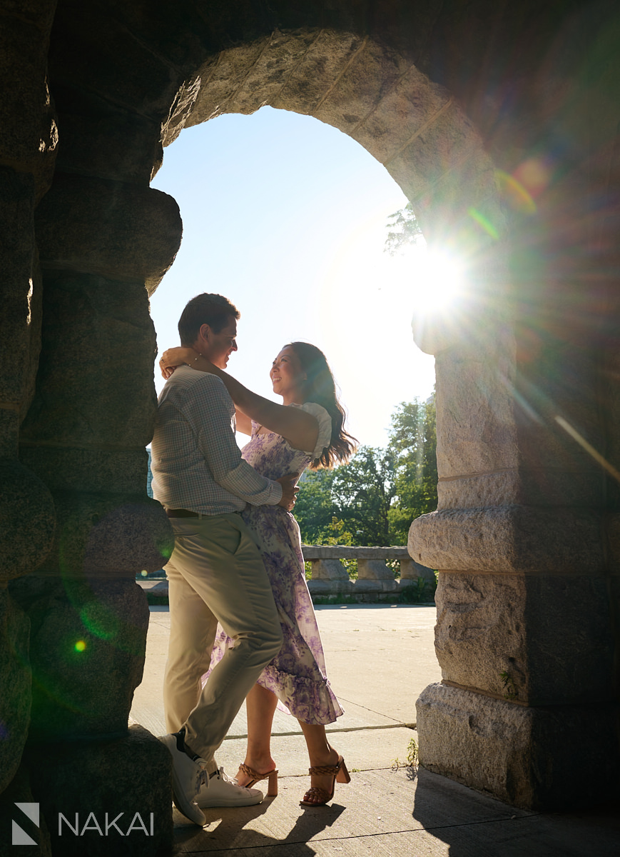 lincoln park engagement photo statue structure