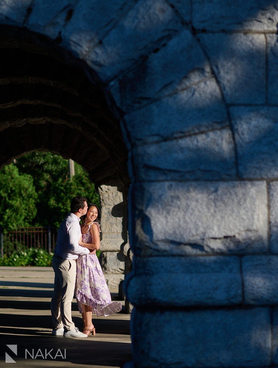 lincoln park engagement photo statue structure