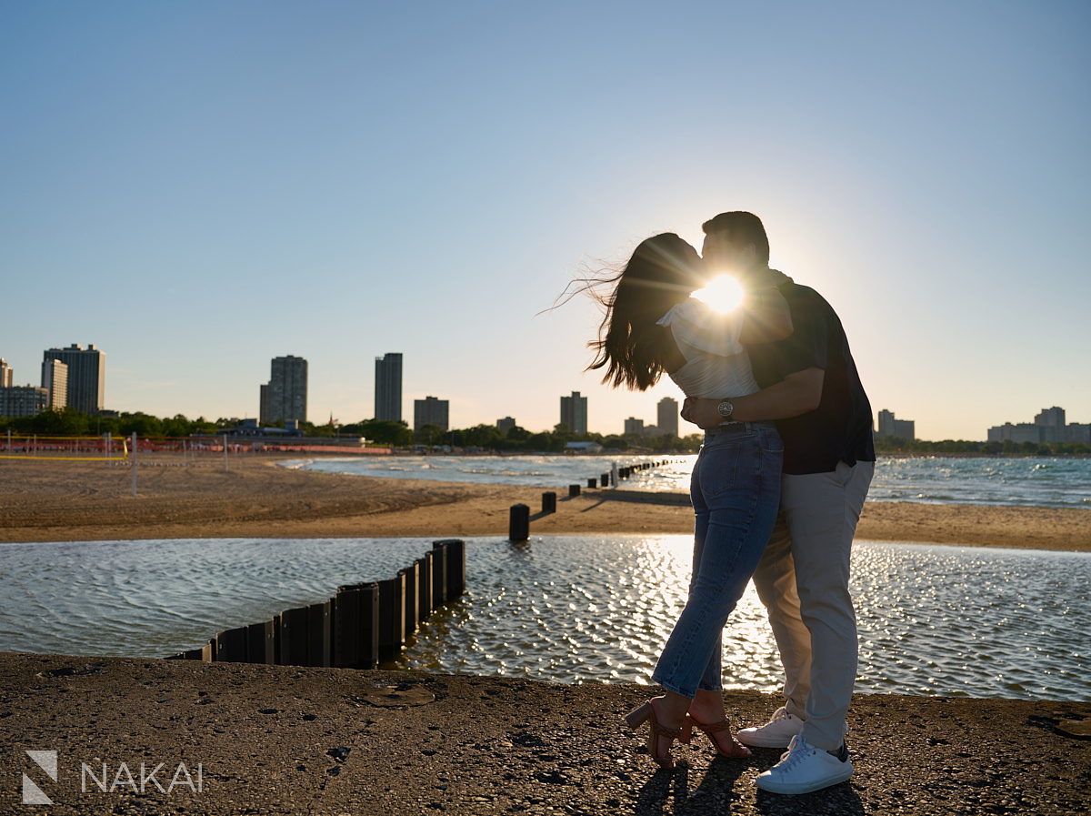 North Ave engagement photo beach in background