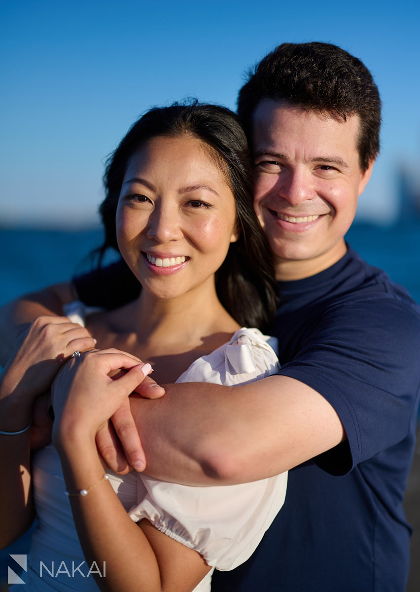 North Ave engagement photo embrace