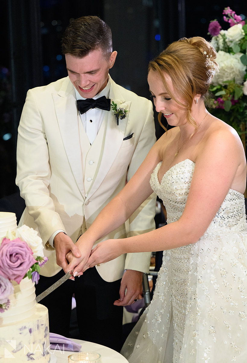 royal Sonesta chicago downtown wedding reception photos cake cutting