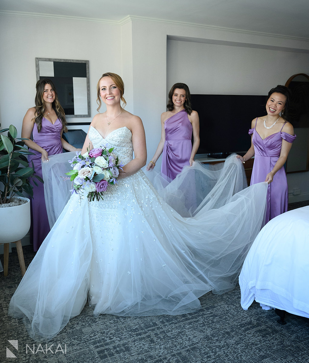 royal Sonesta chicago downtown wedding getting ready bridemaids