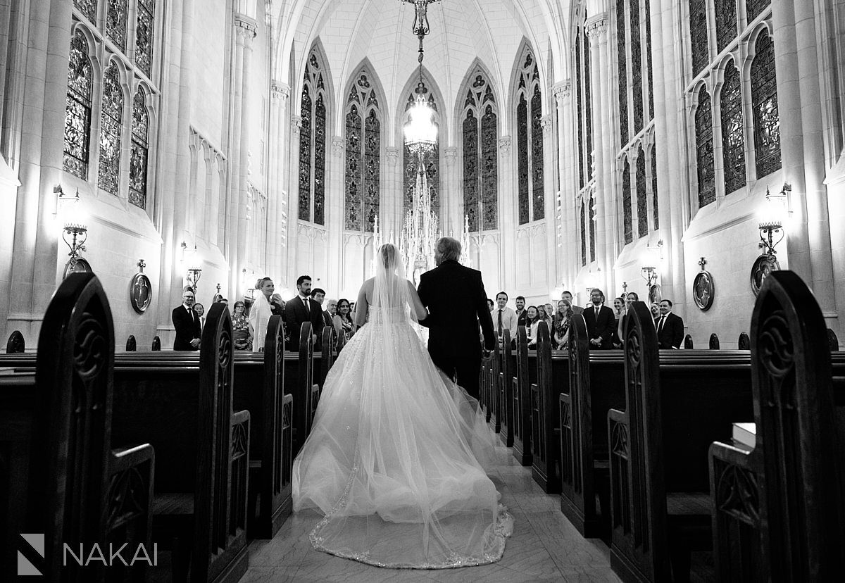 st james chapel chicago wedding ceremony photos bride processional