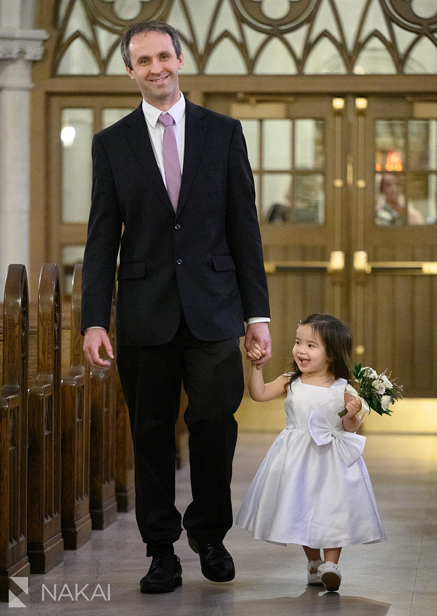 st james chapel chicago wedding ceremony photos flower girl