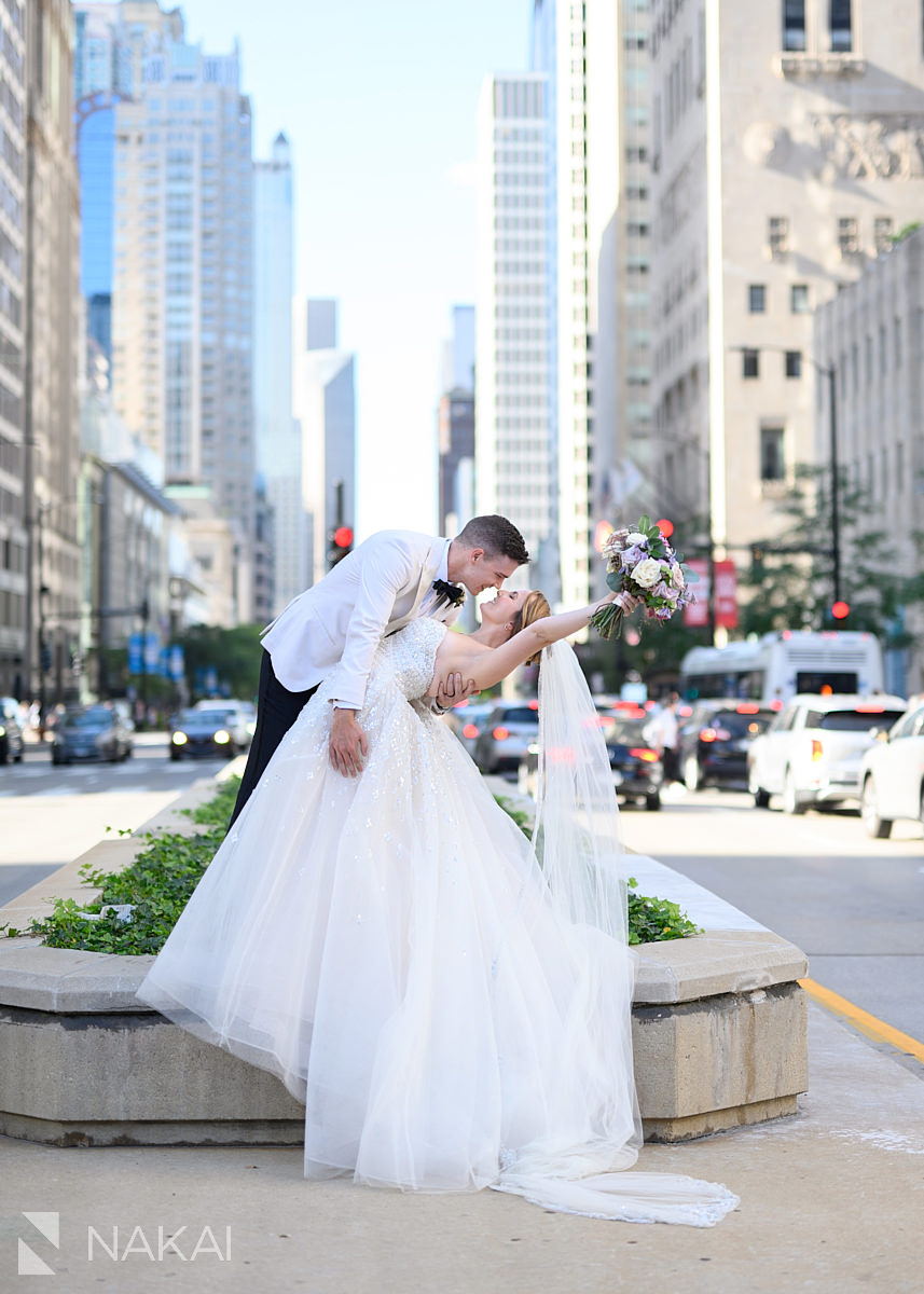 Chicago Michigan Avenue wedding photos bridal party