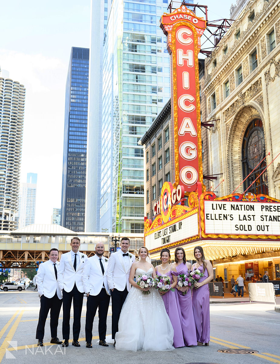 chicago theatre wedding photos bridal party