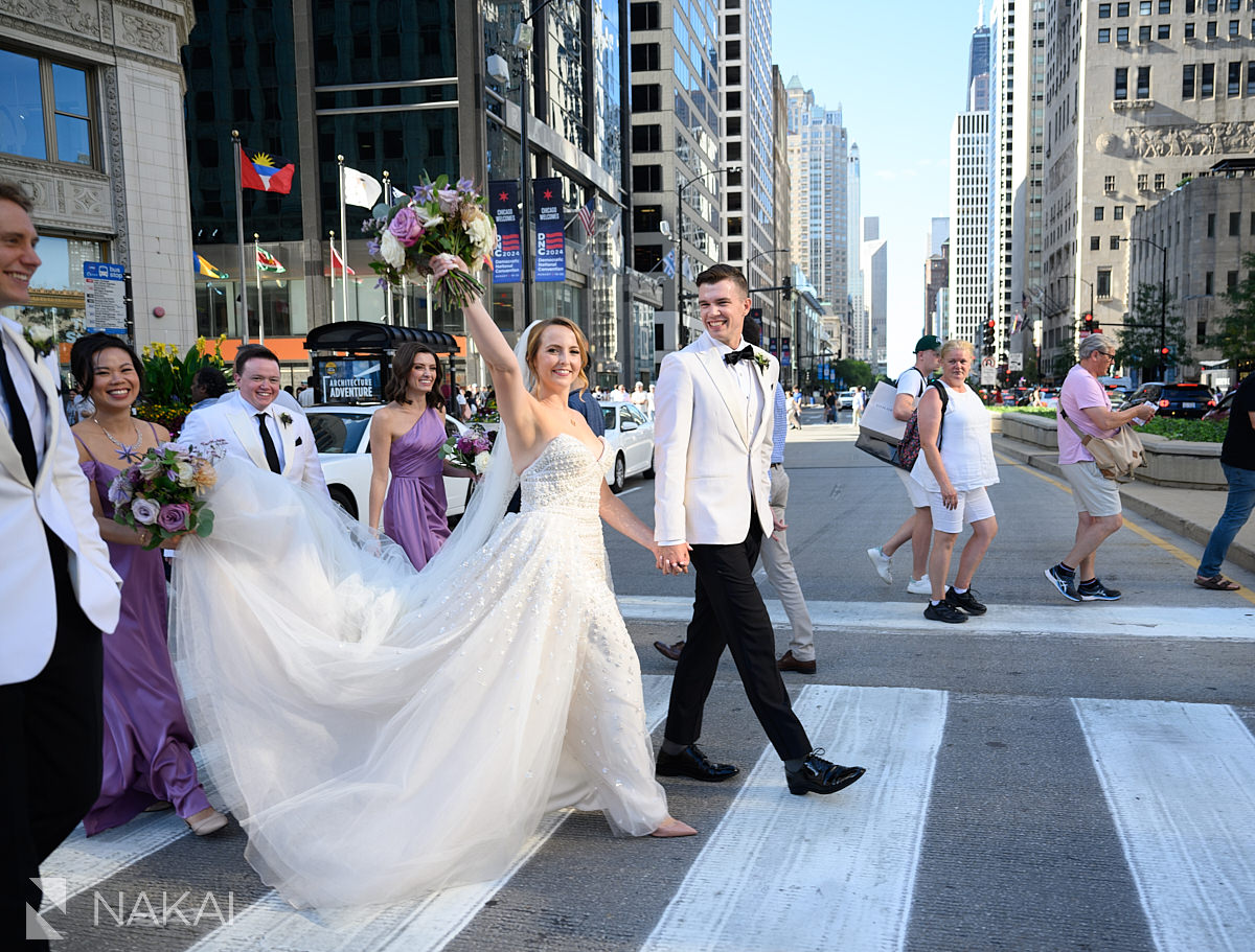 Chicago Wrigley building wedding photos Michigan avenue