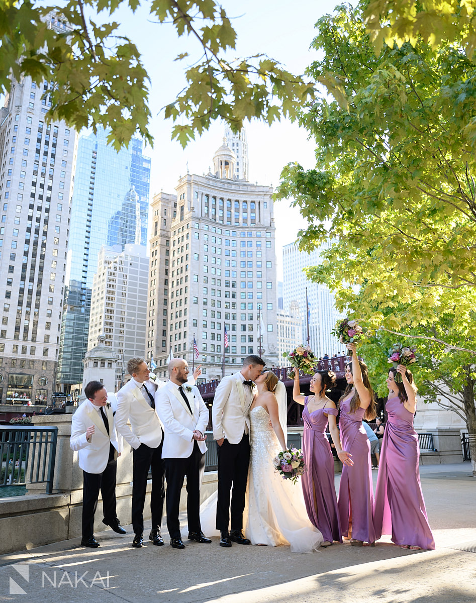 downtown Chicago wedding photos bridal party