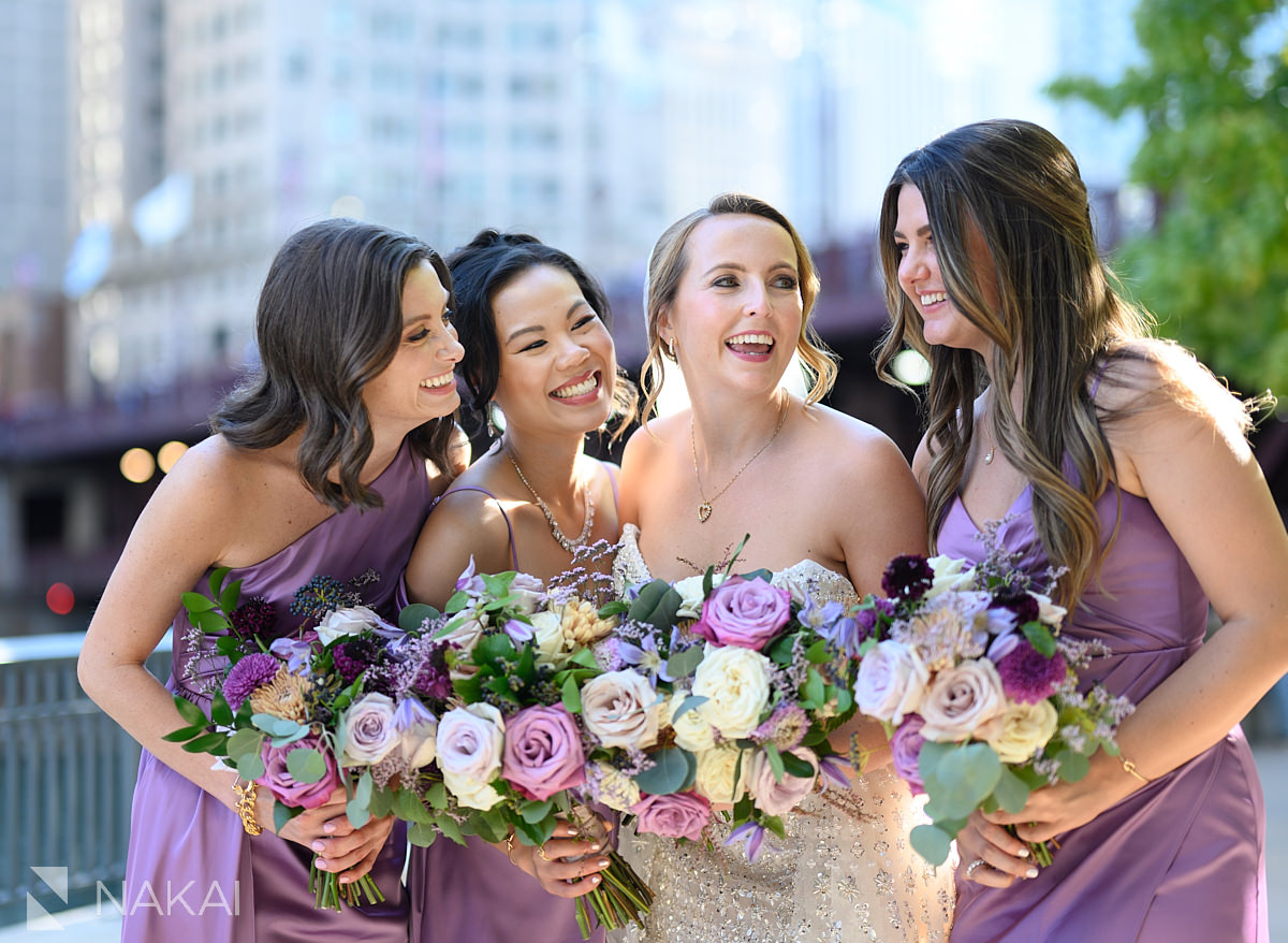 downtown Chicago wedding pictures bridesmaids