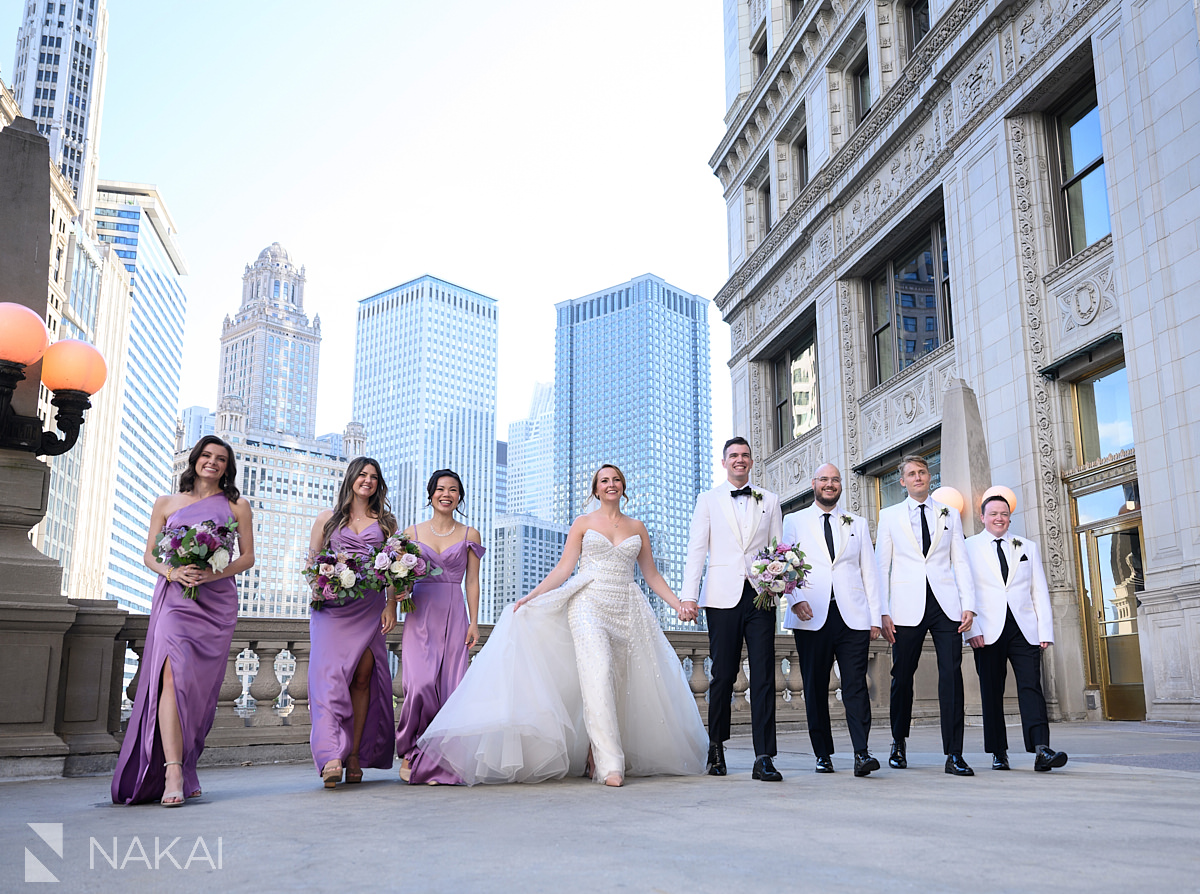 Wrigley building wedding photos bridal party