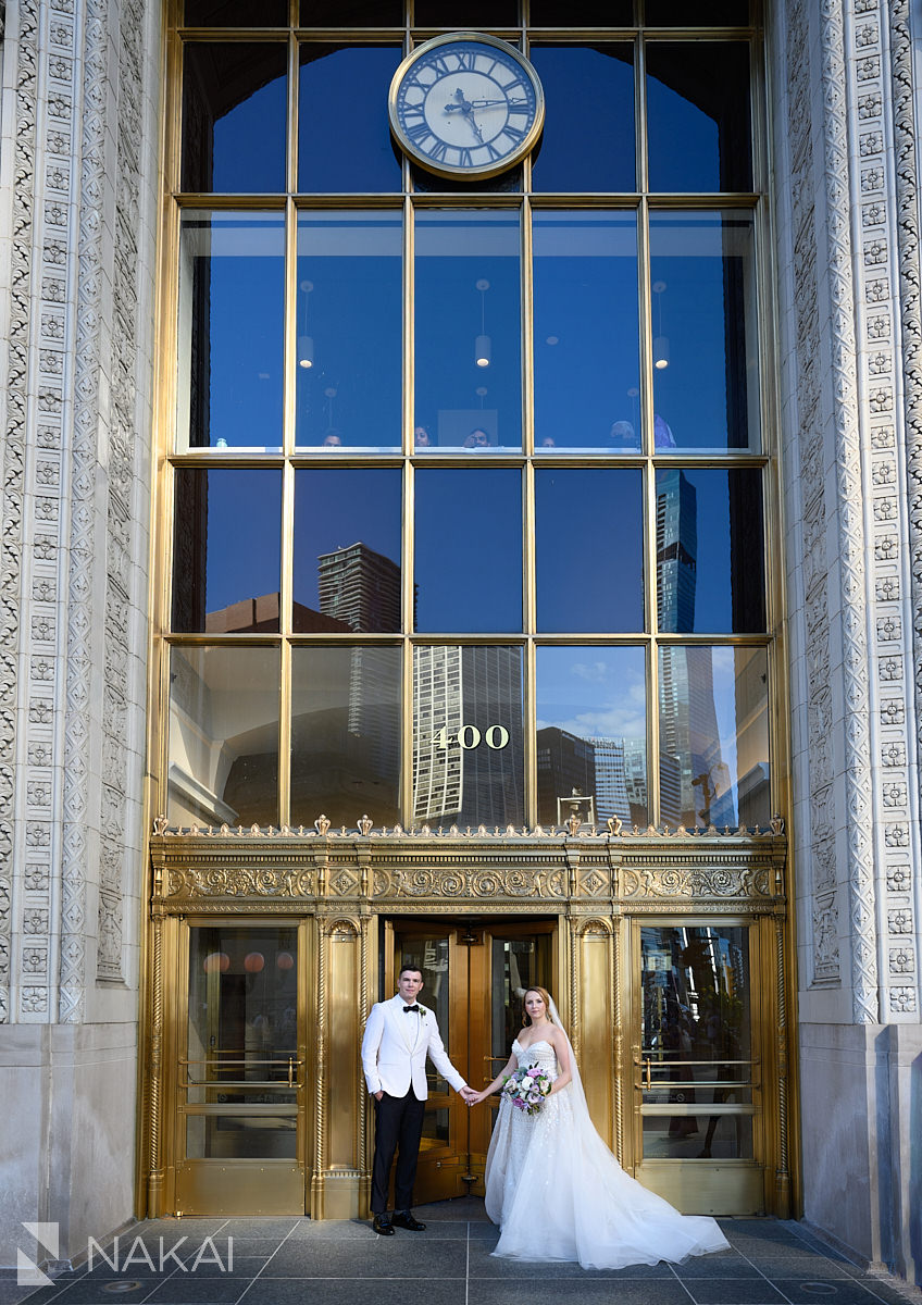 Wrigley building wedding pictures bride and groom