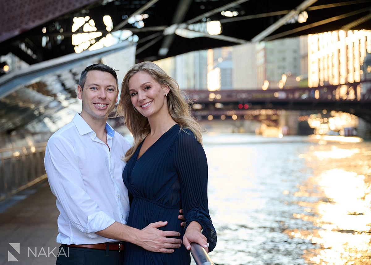 engagement photos chicago river under bridge