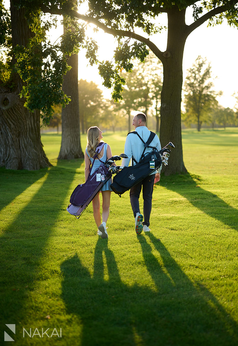 golf course engagement photos