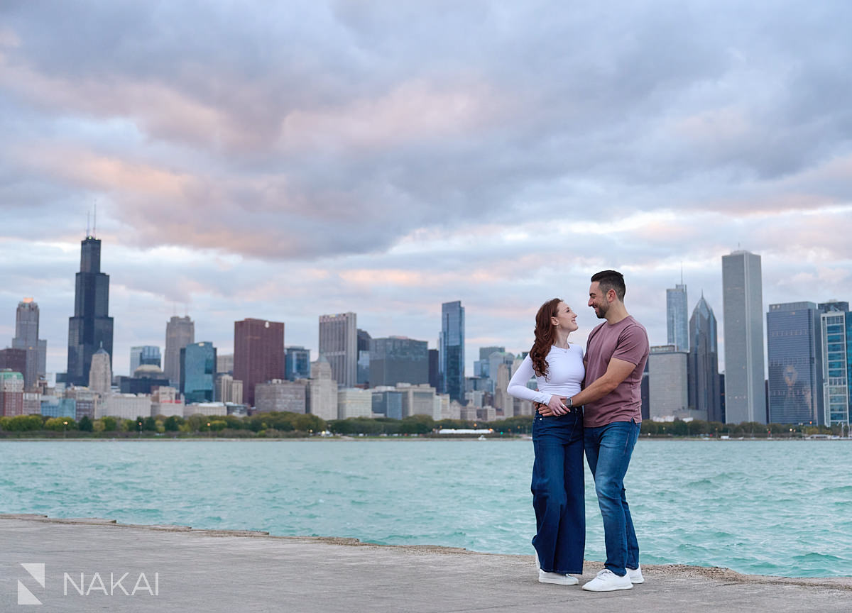 chicago adler engagement photos skyline