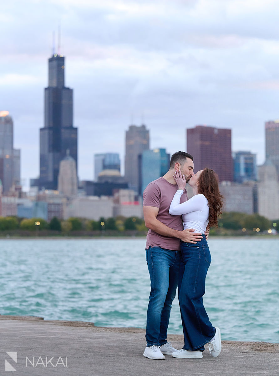 chicago adler engagement photos skyline