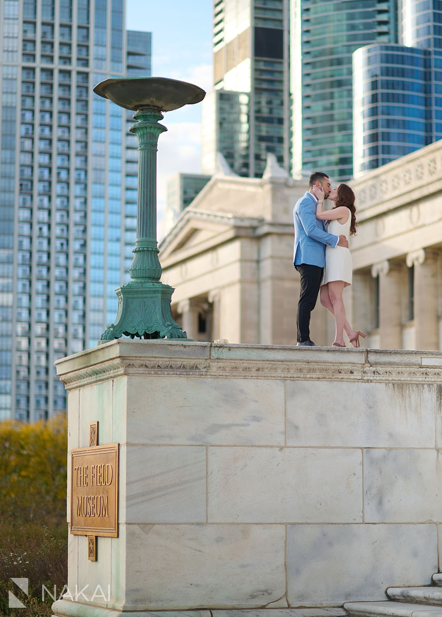 chicago museum engagement photos field stairs columns