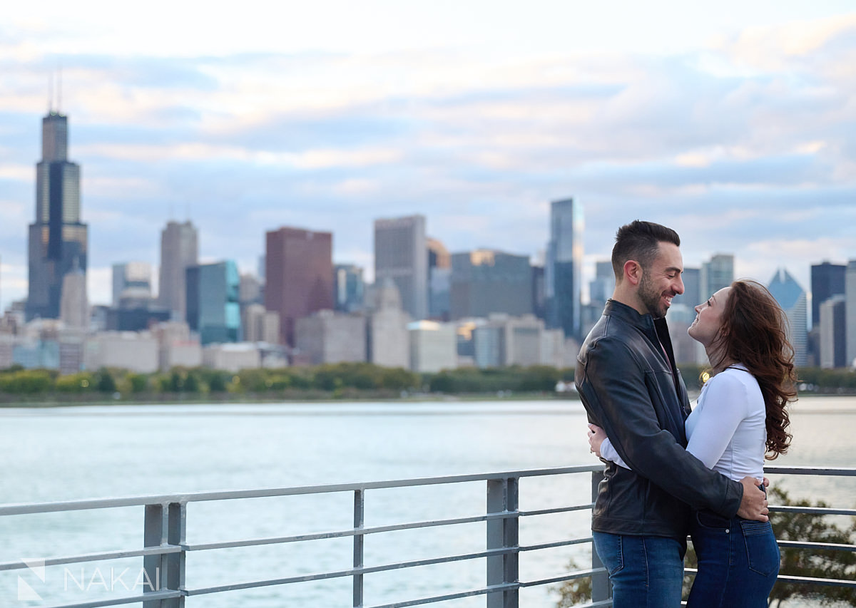 chicago planetarium engagement photos skyline