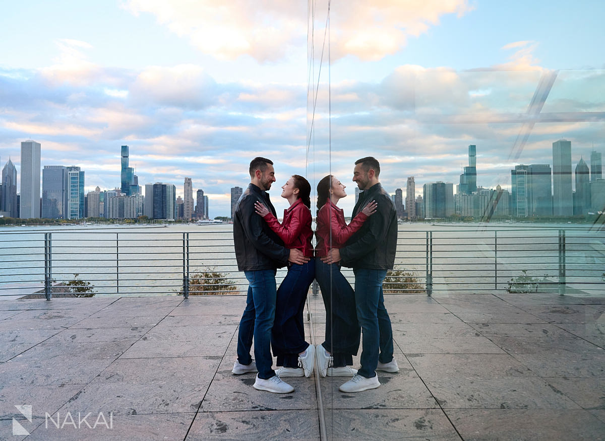 chicago planetarium engagement photos skyline