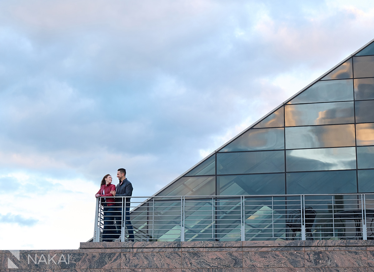 chicago planetarium engagement photos skyline